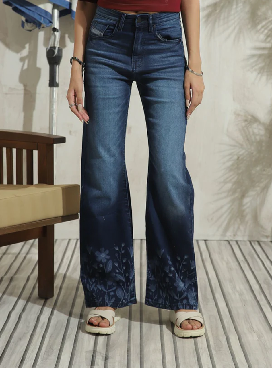 Grapic Dark Blue Flare Jeans - 1947
