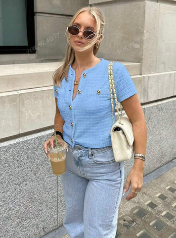 TFS0088 Blue top - The Finery Studio