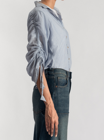 Stringed Sleeves Shirts ( Blue ) - 1947