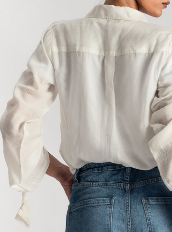 Stringed Sleeves Shirts ( White )  - 1947