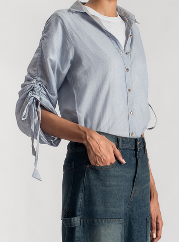 Stringed Sleeves Shirts ( Blue ) - 1947
