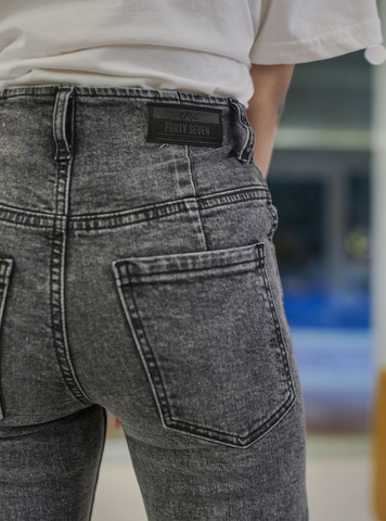 Wide Leg Button Jeans ( Grey ) - 1947