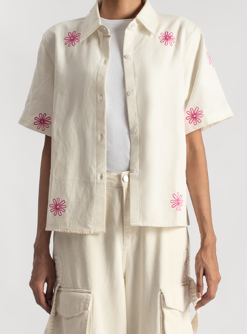 Floral Boxy Shirt (Pink )  - 1947