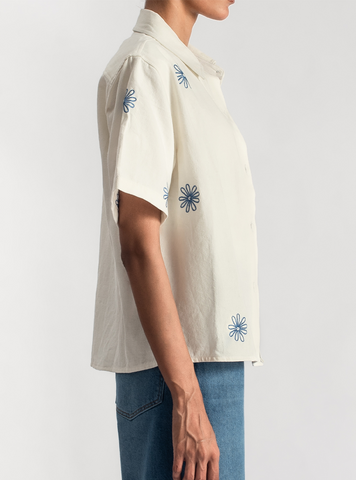 Floral Boxy Shirt ( Blue ) - 1947