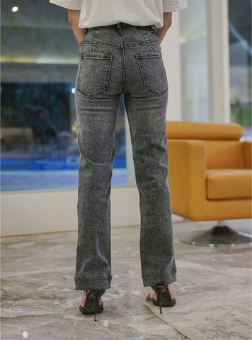 Wide Leg Button Jeans ( Grey ) - 1947
