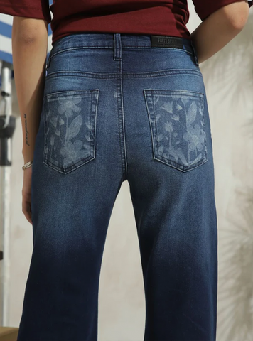 Grapic Dark Blue Flare Jeans - 1947