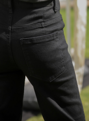 Wide Leg Button Jeans ( Black ) - 1947