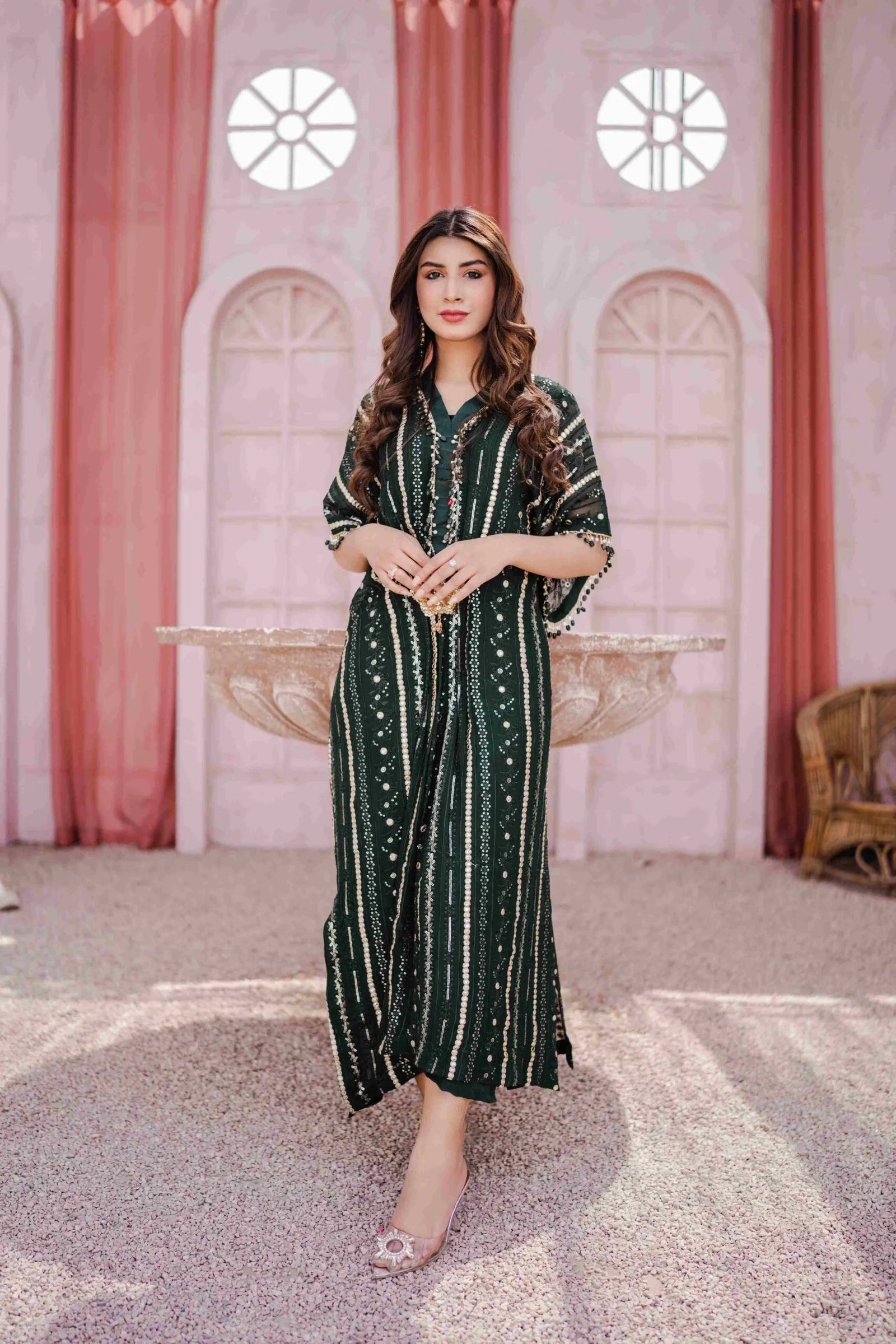 Poison Green Kaftaan - Manaal Arfeen - Label Loft