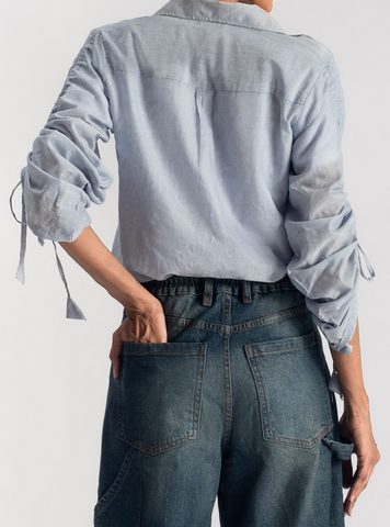 Stringed Sleeves Shirts ( Blue ) - 1947
